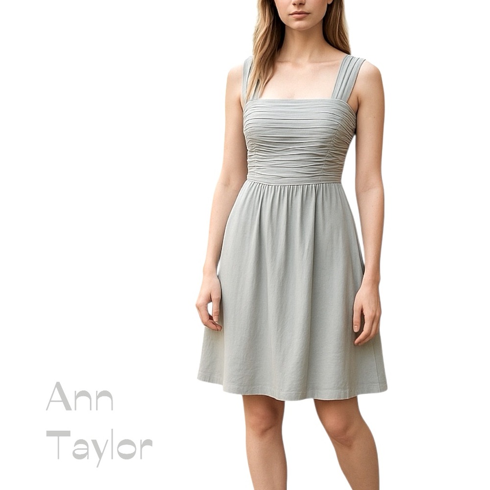 Ann Taylor Silver Pure Silk Sleeveless Dress NWOT Size 2P